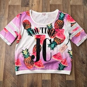 Juicy Couture Sweatshirt Top‎ Pineapple Watermelon Short Sleeve Womens Large